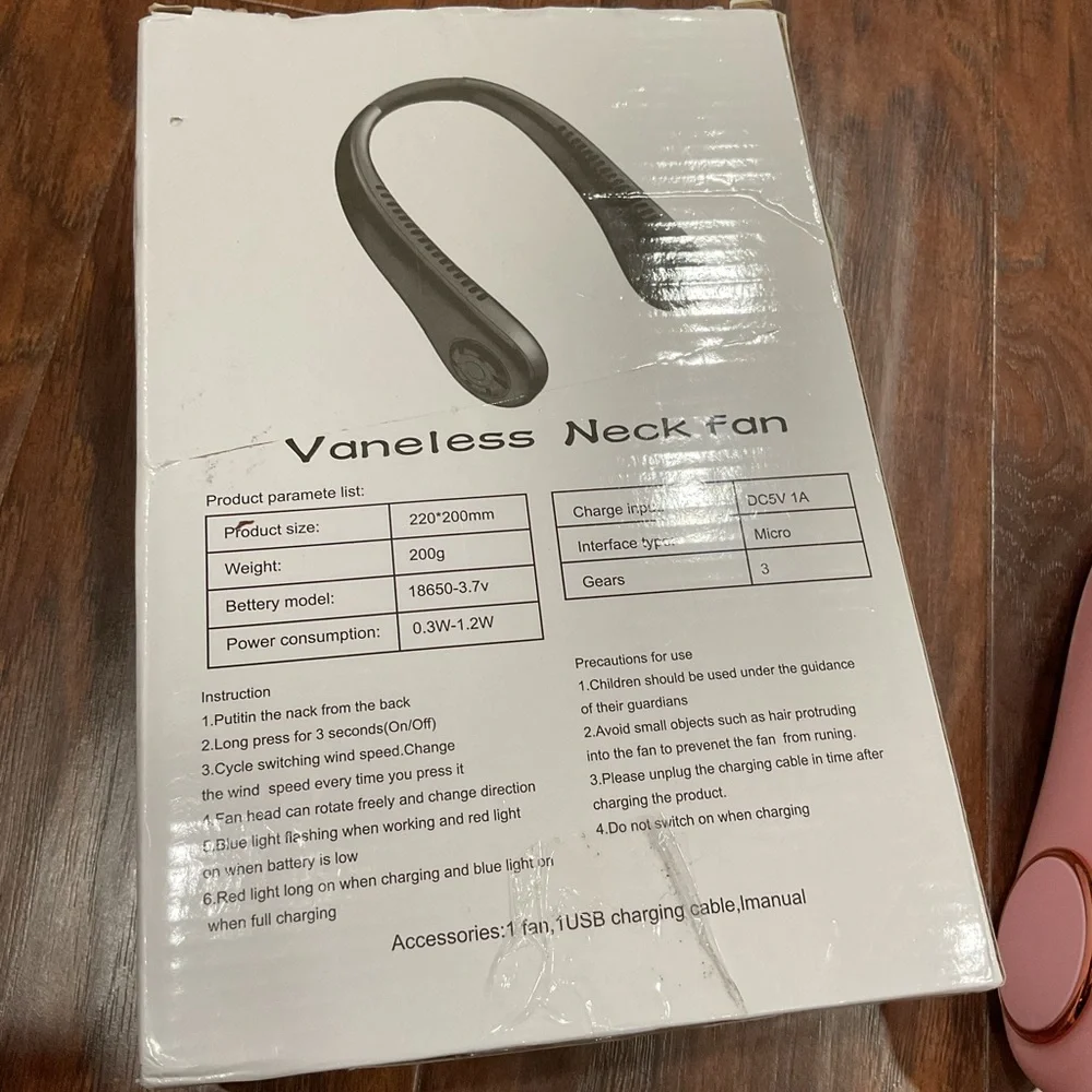 Pink Rechargeable Neck Fan - Picture 4 of 5
